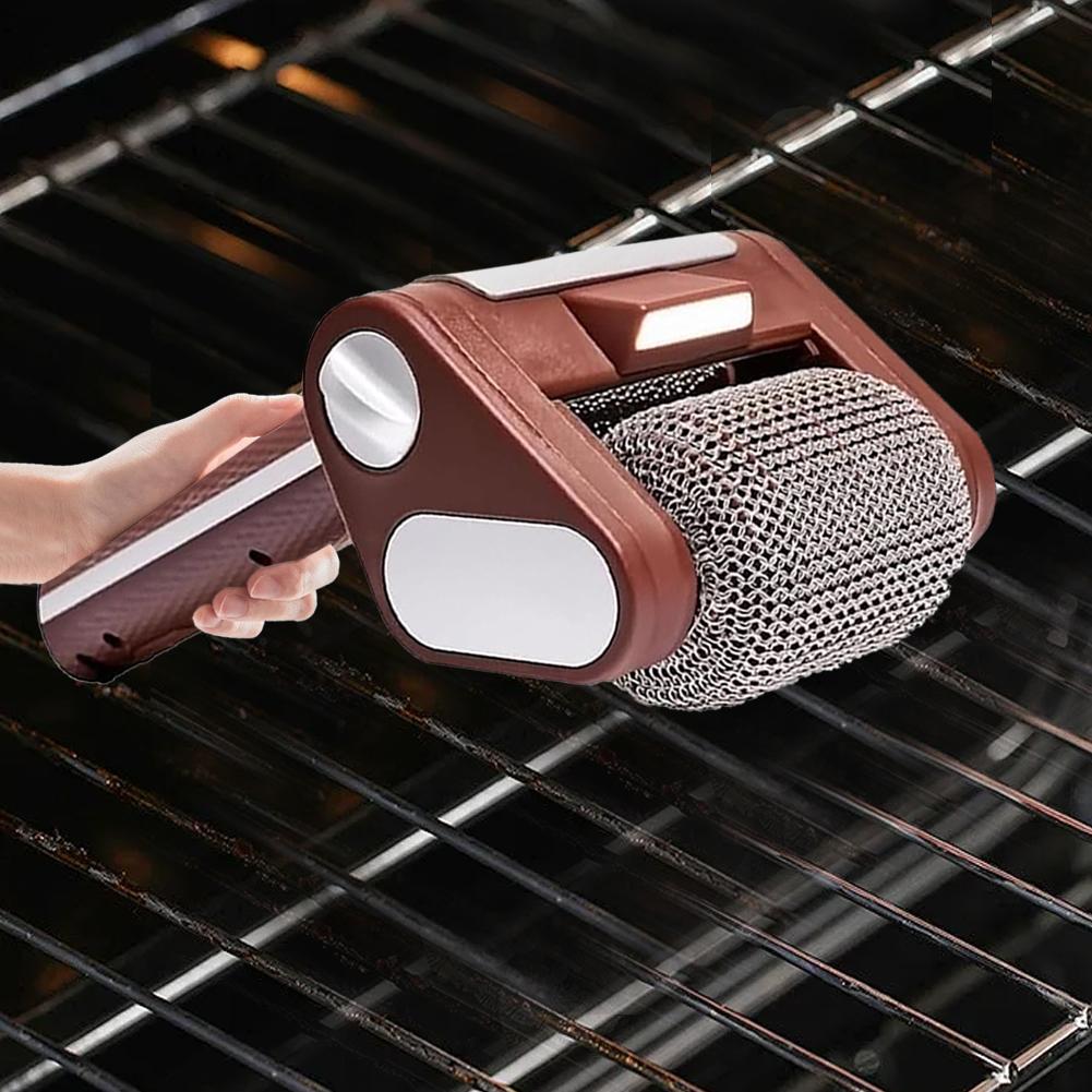 NEU Elektrische Grillbürste Haushalt Wiederaufladbar Edelstahlwalze Grill Tragbarer Outdoor-Reiniger Reinigungsbürste mit LED