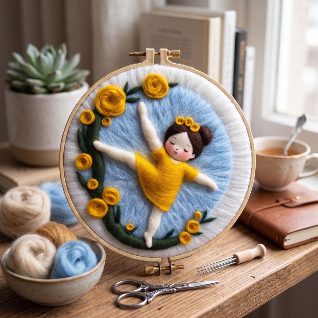 Beginner Needle Felting Kit with Wool Painting and Embroidery for Home Decor - 84-2020