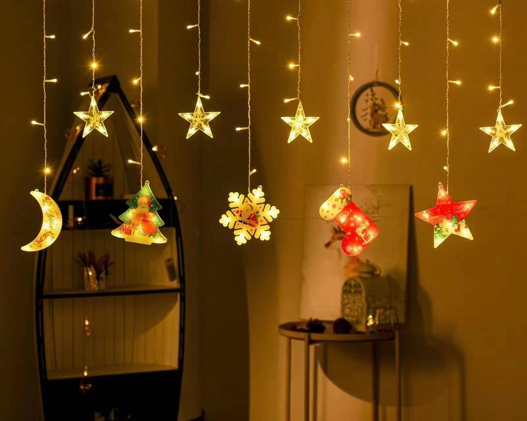 Christmas LED Strip Lights Room Garland LED Curtain Lamp USB Plug Christmas Decorations Lights for Bedroom Living Room Window