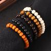 5pcs/set Multicolor Natural Wood Bracelet Punk Men's Bangle Classic Wood Beaded Bracelet  Jewelry