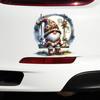 QT2388#15cm Gnome On Swing Under Moon Waterproof Car Decorative Decal, Suitable for Cars, Laptops, Bumpers, Glass Window Sticker