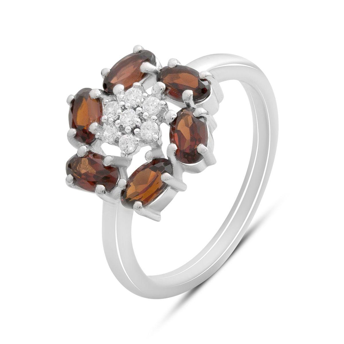 

Серебряное кольцо с натуральным гранатом 1.998ct, фианитами, вес изделия 3,56 гр (2191445) 18 темні цукерки apple червоний колір