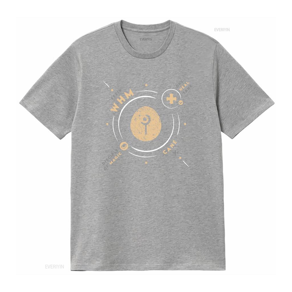 Whm Life Ffxiv Inspired White Mage Healer Job Ff14 Mmo Gamer T Shirt DPS Heal Tank Cane Design Vintage Washed Casual Graphic