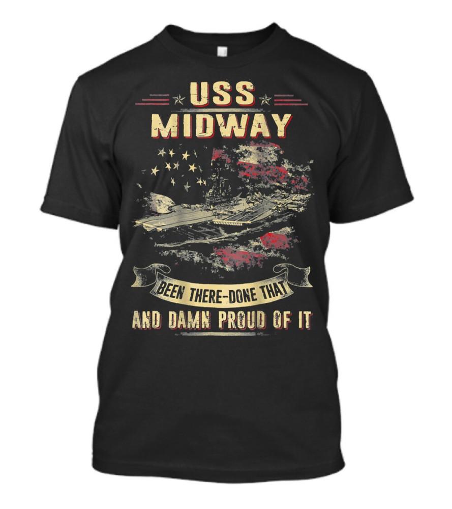 Dark Navy USS Midway Veteran US Army Gift T-Shirt Unisex T-Shirt S