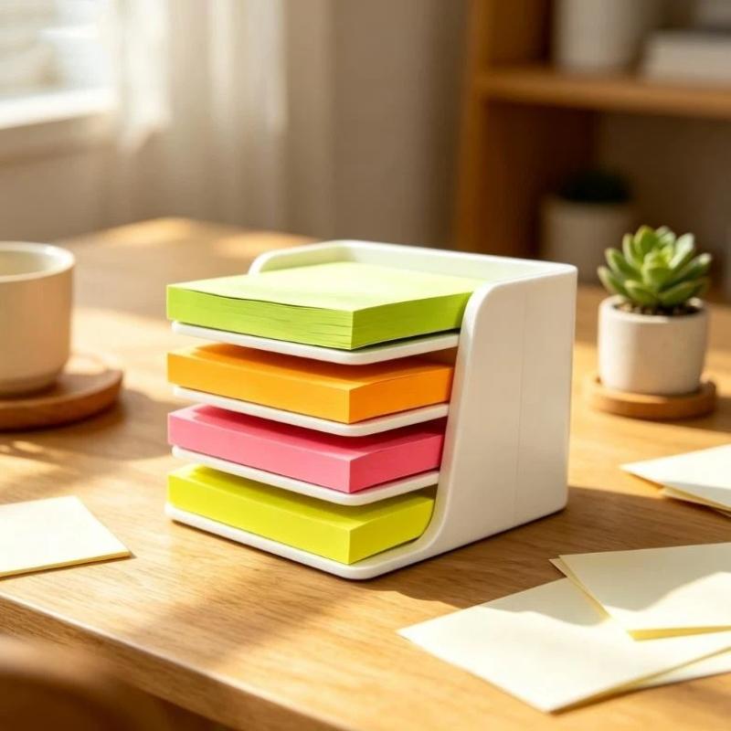 Desktop Stackable Sticky Note Holder Organizer Fits 76×76Mm Square Note Multi-Purpose Office Home Desk Drawer Storage Organizer