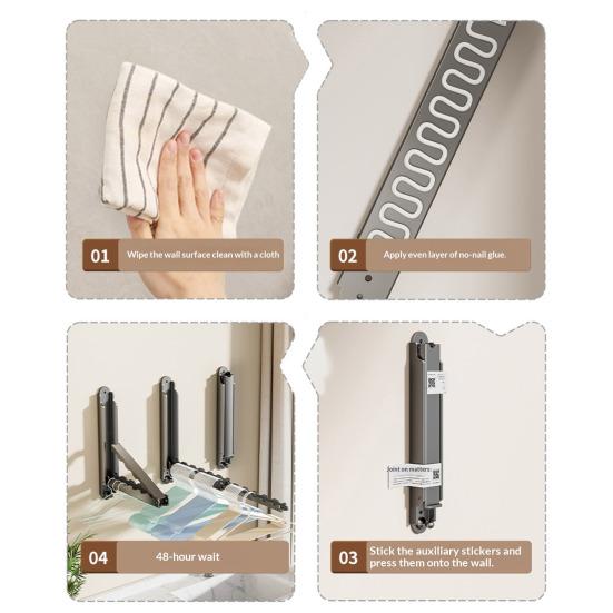 1/2Pcs Wall Mount Clothes Drying Rack Retractable Foldable Small Spaces Laundry Room Bedroom Bathroom Clothes Hanger Rack