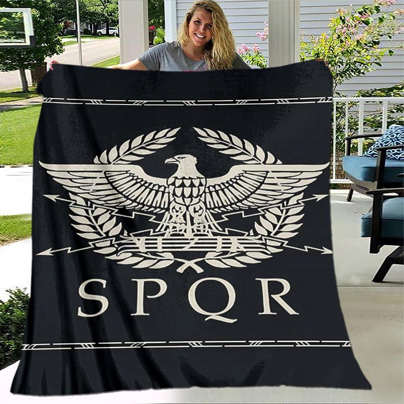 1pc Blanket SPQR Roman Eagle Print Design, Lightweight Blanket for Sofa, Bed- Soft &Warm, Gift for All Seasons Like Christmas, Halloween