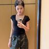 Lace Sweet and Spicy Big Neckline Short Sleeve T-Shirt Women's Summer Bow Design Sense Short Student Top