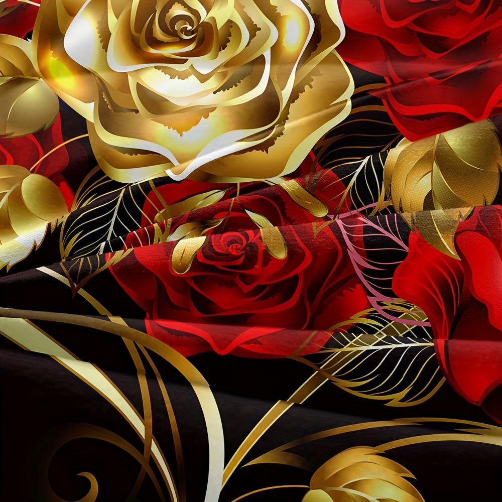 Luxusní klasická sada povlaků na přikrývku 1* povlak na přikrývku + 2 * povlak na polštář Love Rose Print Sada ložního prádla Měkký pohodlný povlak na přikrývku do ložnice