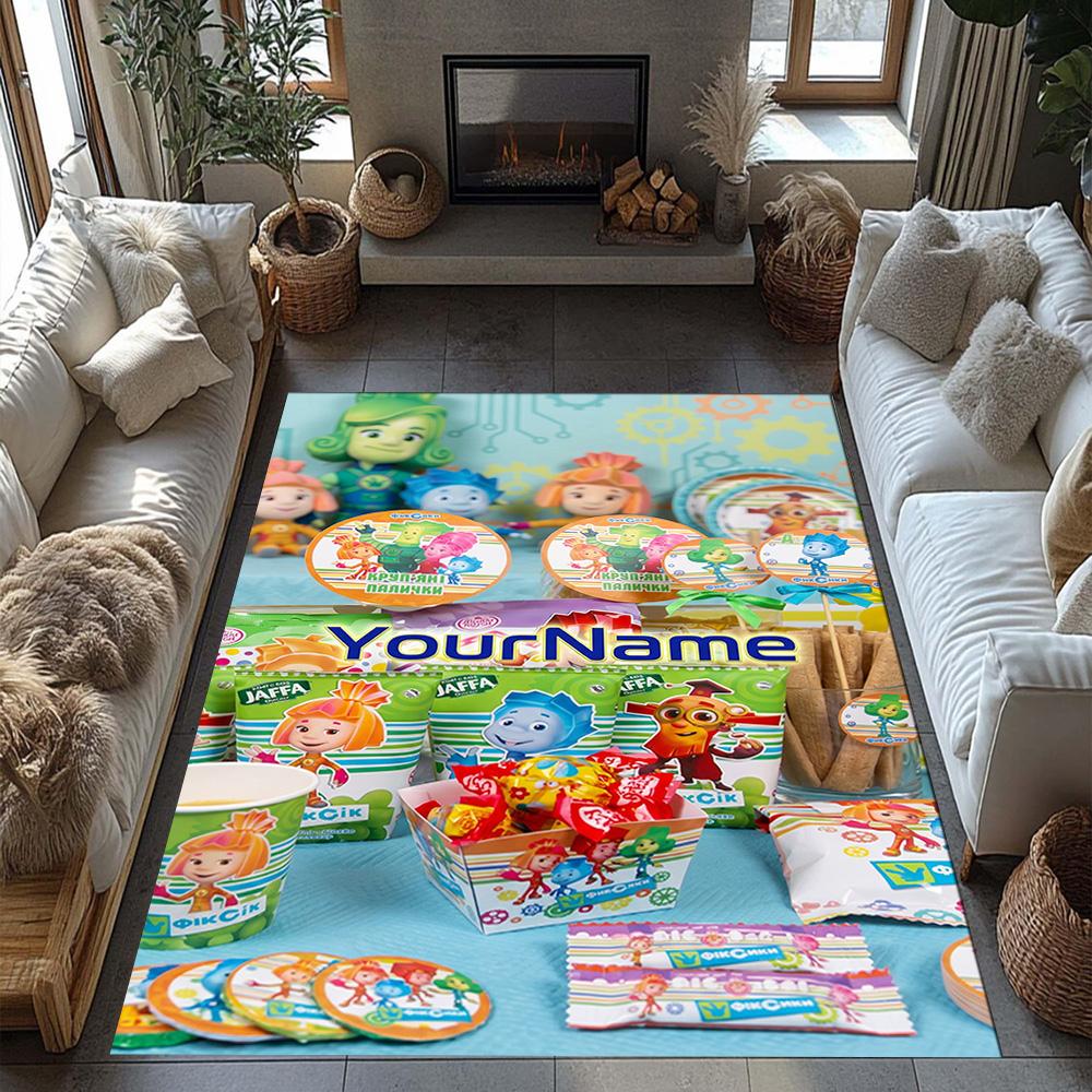 Fixies Personalized Text Floor Mat Perfect for Kitchen Decorate room Dining Room Hallway Anti-slip Rug Anime Office Decor