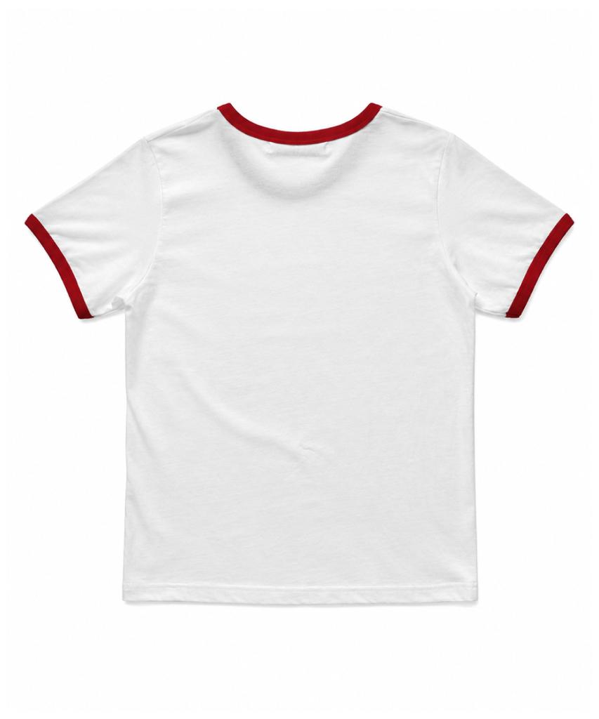 Damiswi Vintage Lettering Ringer T-Shirt_Red