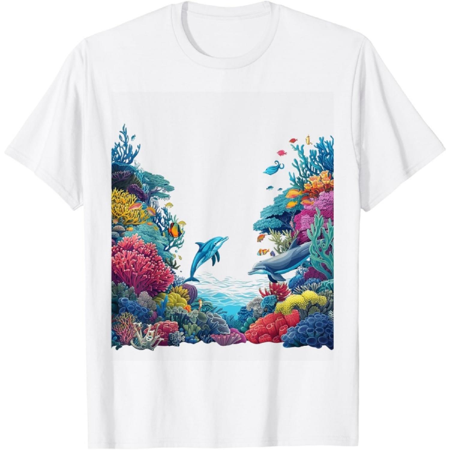 Colorful Coral Reef Underwater World T-Shirt XXXXXL белый
