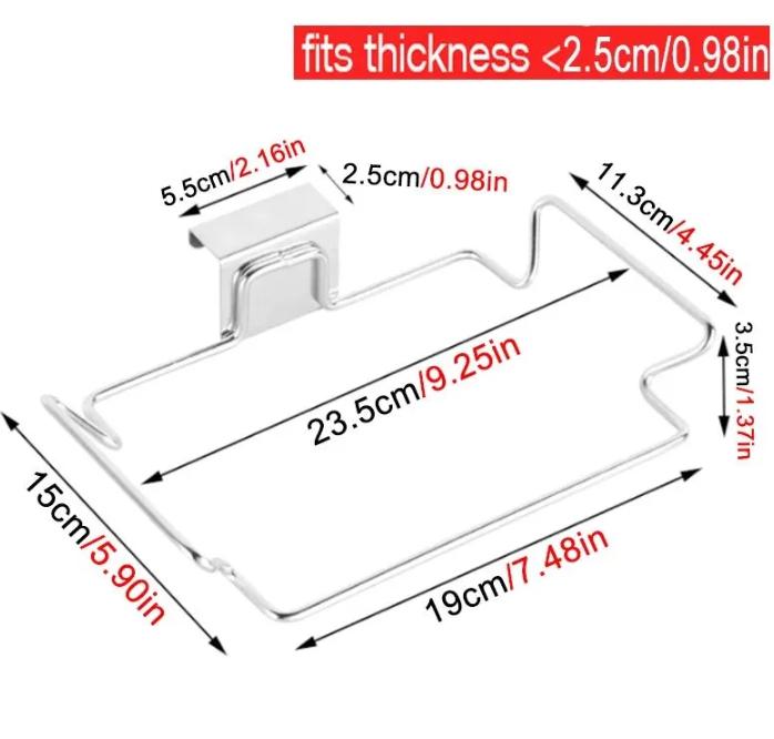 Soporte colgante de acero inoxidable para bolsas de basura, para puerta, para cocina, para almacenar residuos de cocina.