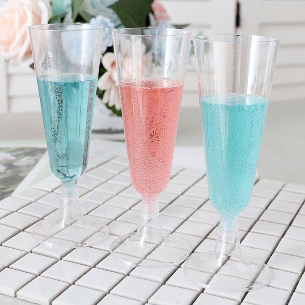 10pcs Durable Champagne Glass Clear Red Wine Glass Plastic Champagne Flute Goblet  Party Favors