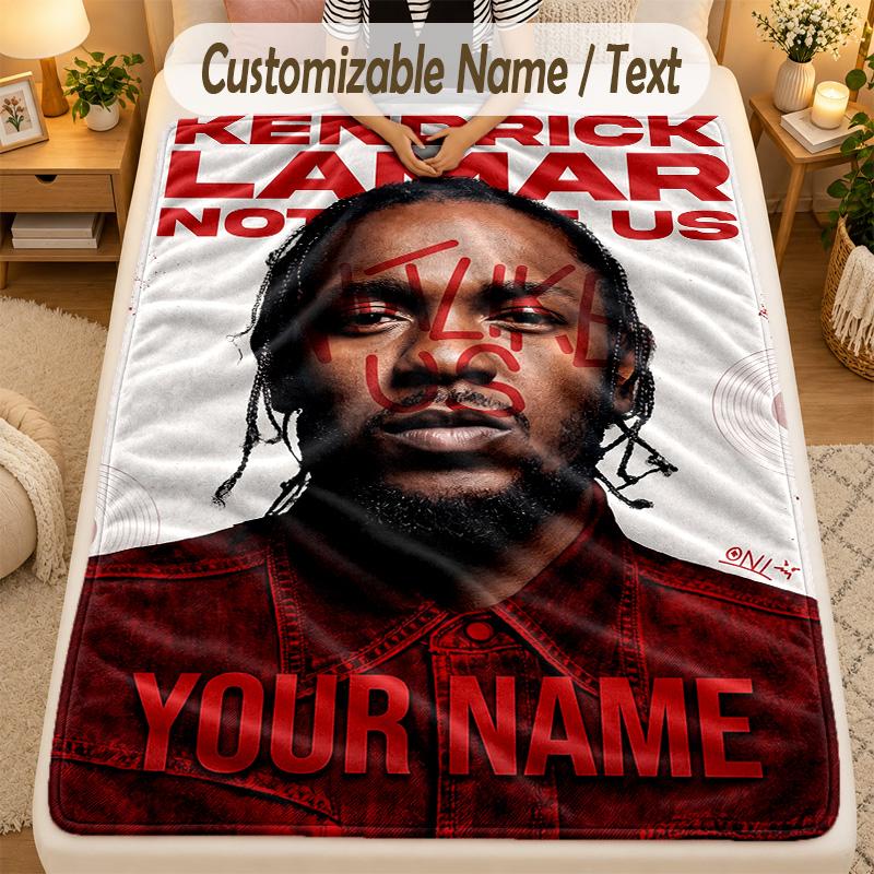 Flannel BlanketKendrick Lamar Custom Name Text Personalized Soft Warm Throw Blanket Home Decor Gift