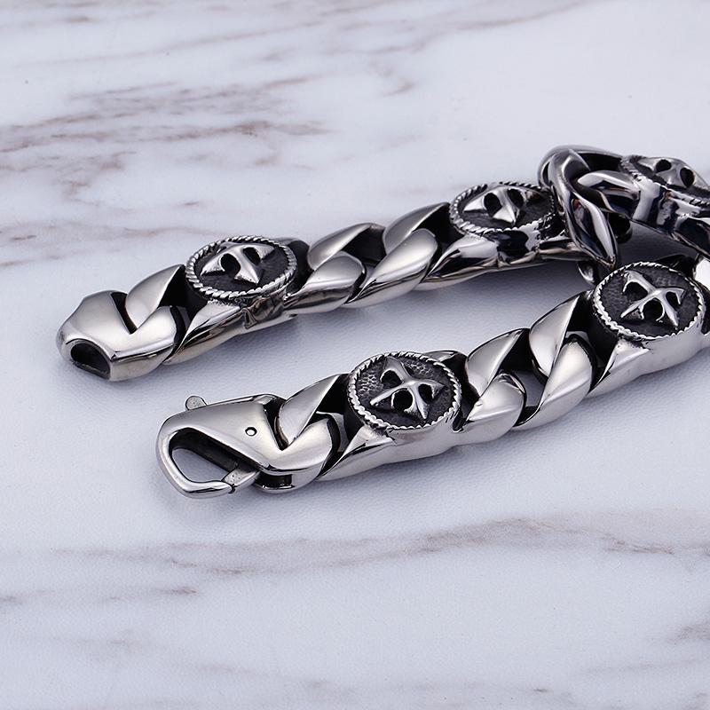 Religious Cross Bracelet for Man Retro Stainless Steel Men's Bracelets & Bangles Jewelry Mannen Armbanden Gentlemen Party Gifts