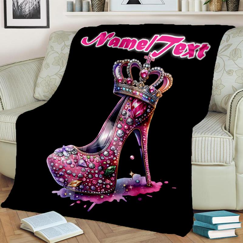 1PC Custom Name Royal Sparkle Heel outdooor Flannel blankets Throw Blanket All-Season Throw Gift Bedspread for Couch, Bed, Camping Holiday Birthday gi