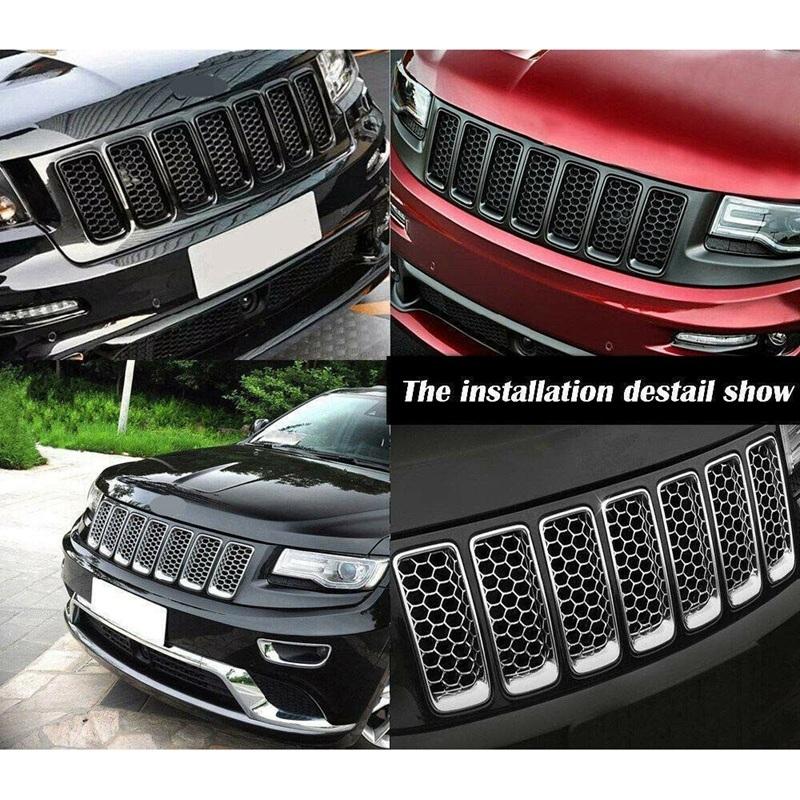 Car Black Front Grille erts Trim Mesh Kit For Jeep Grand Cherokee 2014-2016
