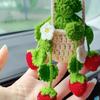 Car Plant Crochet Hanging Basket, Plant Strawberry Hanging Plant for Car Decor, Car Ornaments Charms for Rear View Mirror