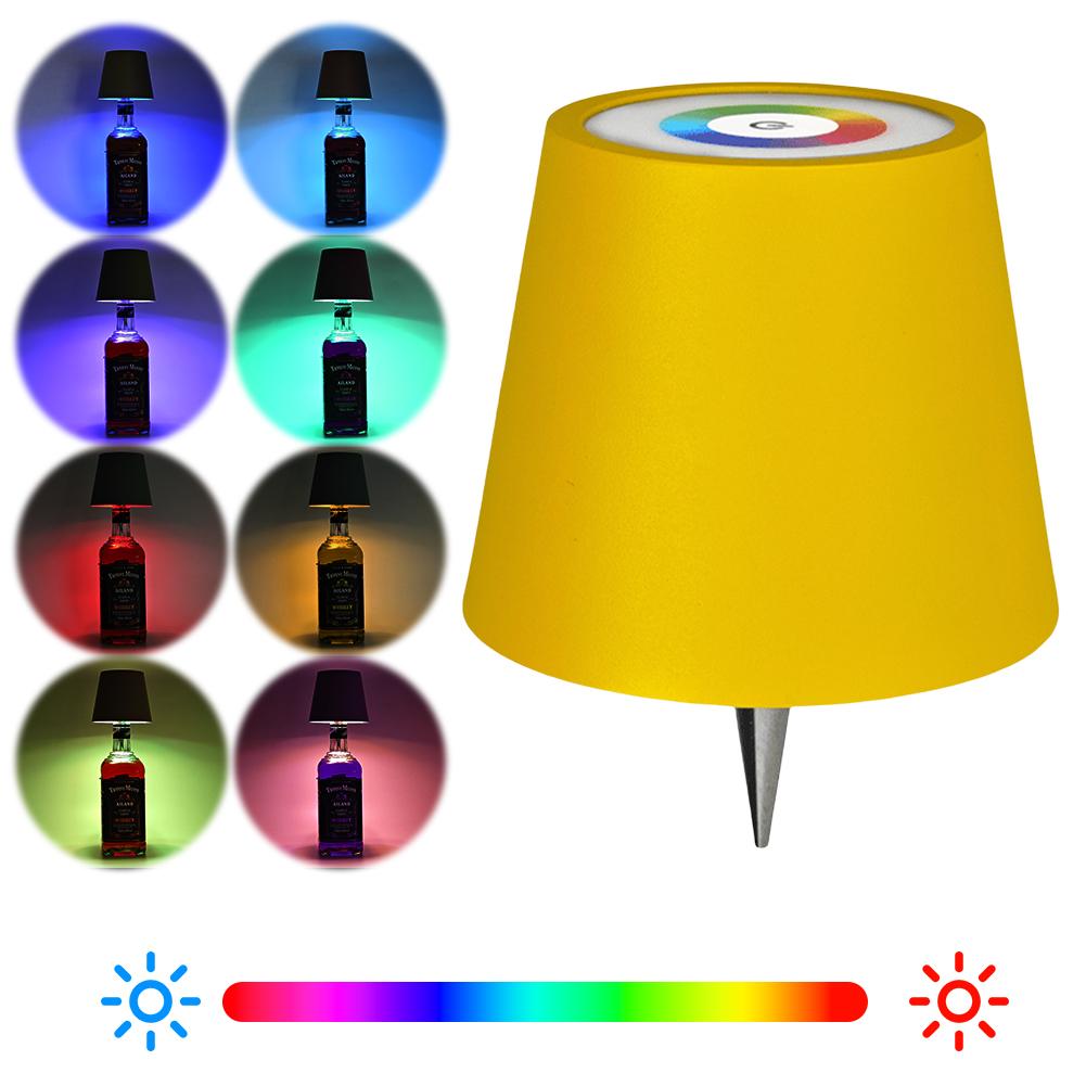 LED Table Lamp Rechargeable RGB Bottle Lamp 2000mAh Dimmable Cordless Bottle Light for Bedroom Restaurant & Bar Christmas Gifts