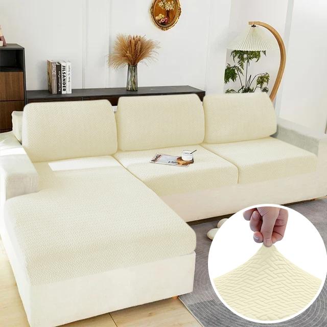 Elastic Sofa Cover Solid Sofa Seat Cover Grey Washable Seat Cushion Cover Furniture Protector Sectional