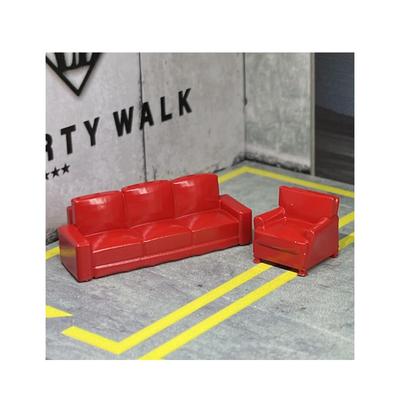 MiniRealm 164 Figure Sofa Miniature Furniture for Dioramas and Miniature Cars, Precision Model Display Item MR0171 (red) [Used]