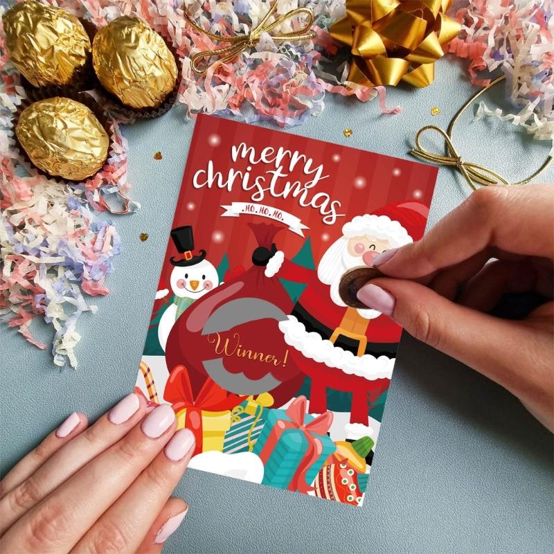 24 Stück/Set Festliches Partyspiel Rubbelkarten Überraschungs-Enthüllung für Weihnachtsfeiern