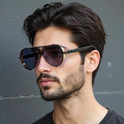 Vintage  Sunglass For Men Retro Glasses Metal Frames Workplace Light Luxury Accessories Men'S Glasses Sunglasses Men