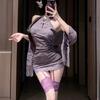 Sex Underwear Sexy Disc Buckle Lace Stand-up Collar Cheongsam Pure Desire Hot Girl Purple Neck Cheongsam Woman