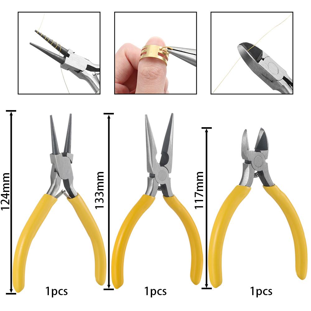 3pcs/Set 3 Styles Jewelry Pliers Tools Kit Needle Round Nose Pliers Diagonal Plier for DIY Jewelry Making Repair Tool Supplies