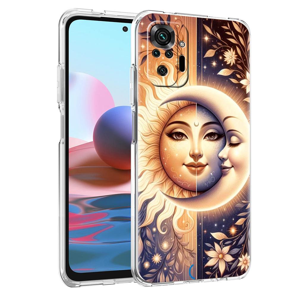 Moon Sun Transparent Phone Case for Redmi 13C 12C 10C Note 13 12 11 11T K40 Gaming Plus Pro 4G 5G Soft Cover Shell Fundas Capas