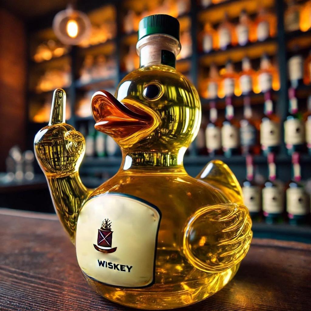 Middle Duck Design Alcohol Bottle -  Creativity Duck Glass Container with Airtight Screw Cap, Unique Gift for Men
