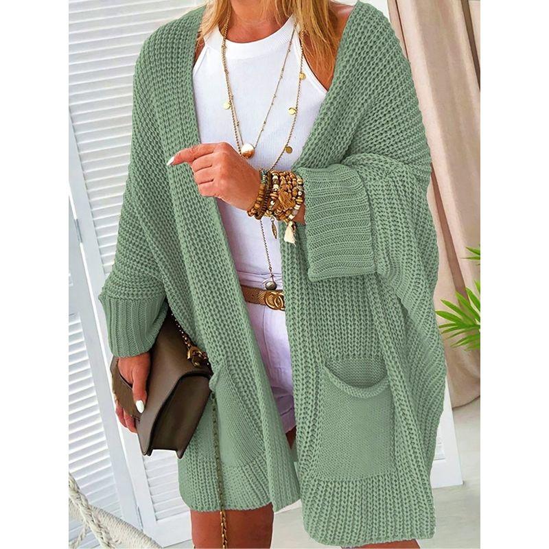 Autumn knit Sweater Women Cardigan Commuter Style Loose Mid-Length Outerwear Plus size Leisure Top