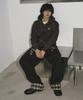 TRAVEL Check Roll-Up Sweatpants Black