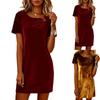 Damen Samtkleid Vintage Langarm Freizeitkleid
