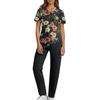 Plus SizePrinted Scrub Working Uniform Tops For Women's Cross V-Neck Halloween Print Short Sleeve Fun T-Shirts Workwear Tee With Pockets