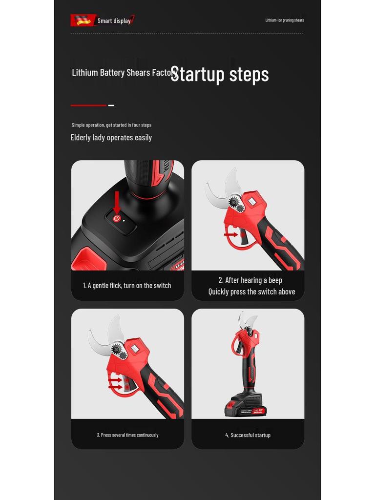 Portable Brushless Electric Pruning Shears with Wireless Lithium Battery for Arboriculture and Gardening