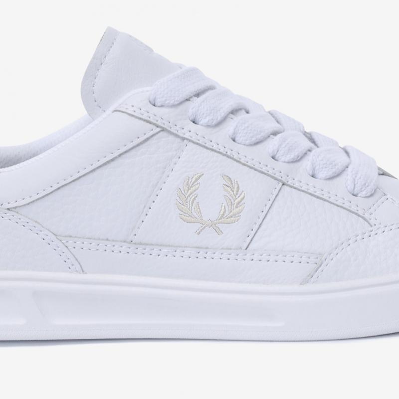 Fred Perry Men Leather Sneakers Black B440 Textured Leather
