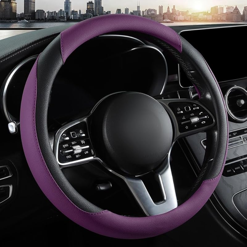 Car Steering Wheel Cover, Microfiber Leather Steering Wheel Cover Red,Universal 15 Inch Anti-Slip Comfortable Steering Wheel Covers Men Women
