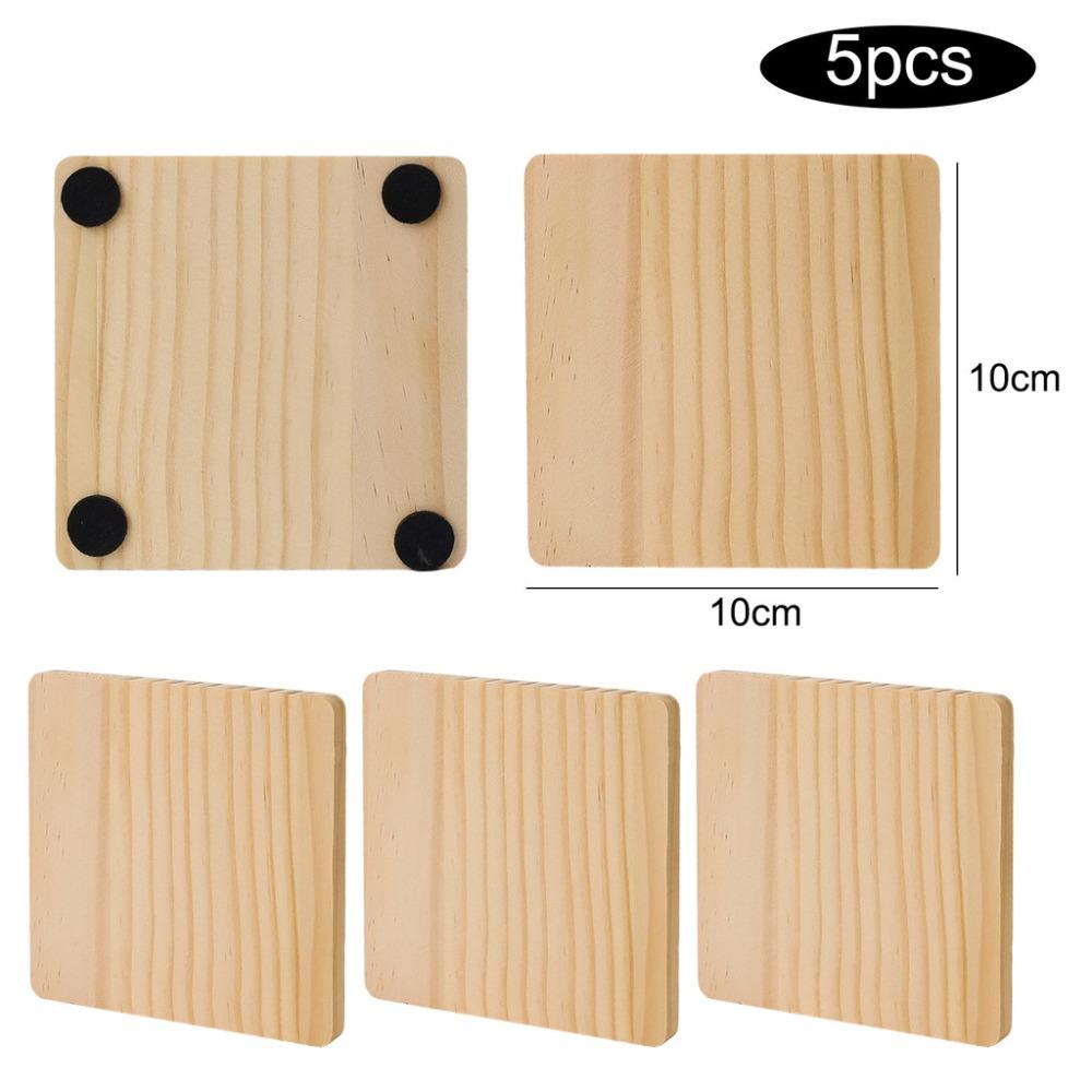 5 Stück Massivholz Kaffeetassen-Untersetzer Hitzebeständig Anti-Rutsch Tassenunterlage Wasserbecher-Basis DIY Handwerk Malerei Holzgravur Dekoration