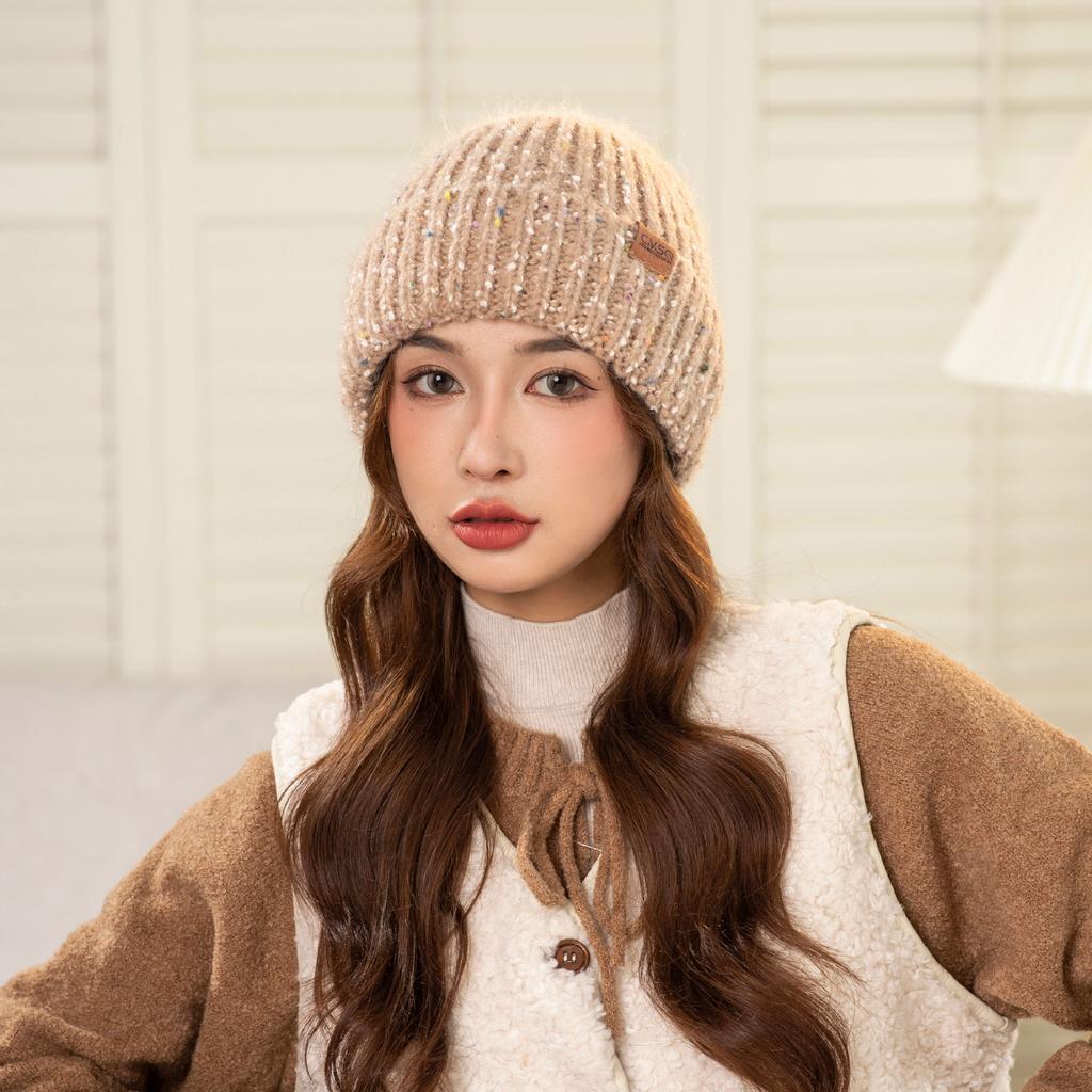 Knitted wool hat winter thickened warm ear protection pullover hat fashion casual versatile big head circumference cold hat