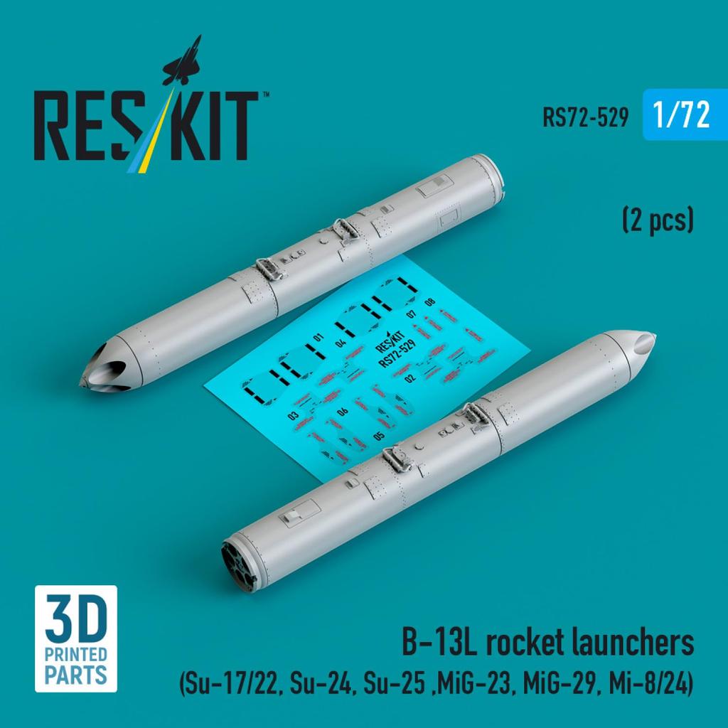 Reskit 122mm Rocket Pod 2pcs Plastic Model Parts 1/72 B-13L RSK72-0529 (Airplane)