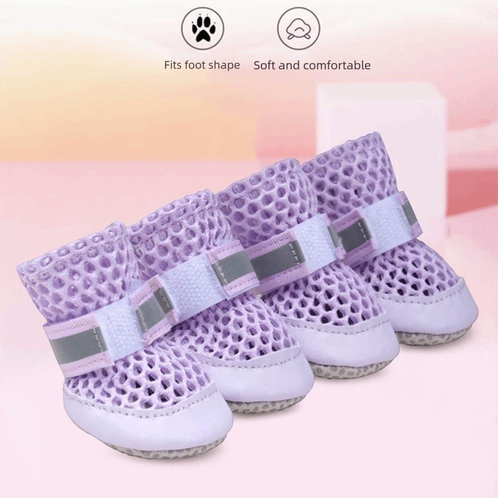 4Pcs Breathable Pet Dog Sandals Anti Slip Net Foot Covers Fashion Dog Paw Protectors  All Seasons