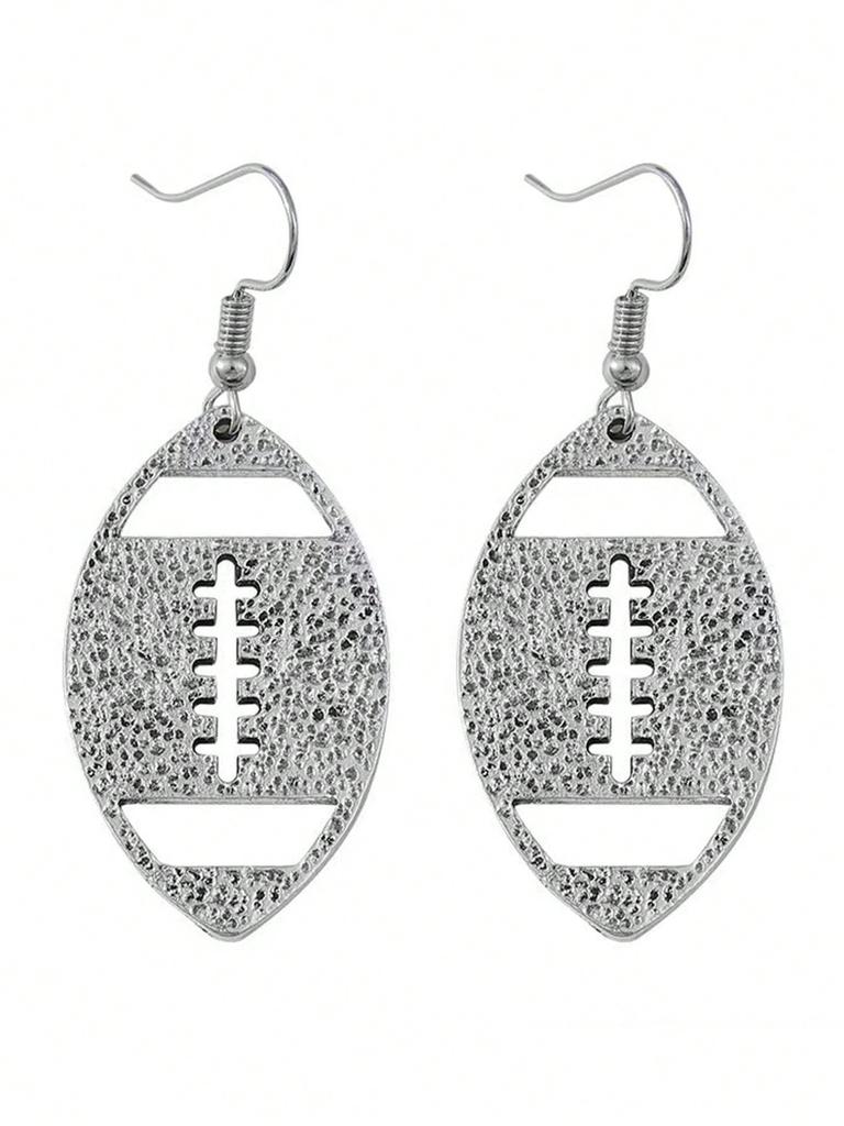 1 Pair of Rugby Shaped Earrings, Hollow Earrings