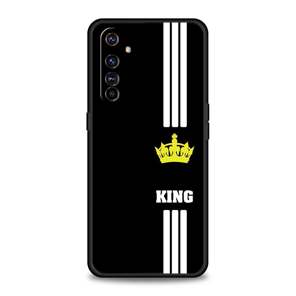 Couple Style Crown King Queen Phone Case For Realme 12 11 10 9 8 5G 7 6 GT5 GT3 GT2 Pro C21 C11 C25 C35 GT Neo 2 3 3T 5 Cover