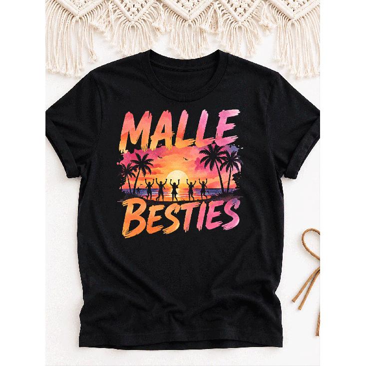 Malle Besties- Mallorca Party Junggesellinnenabschied(4) Overseas Printing Y2K Oversized Unisex T-Shirt For Men Women Retro 2000S Streetwear Baggy