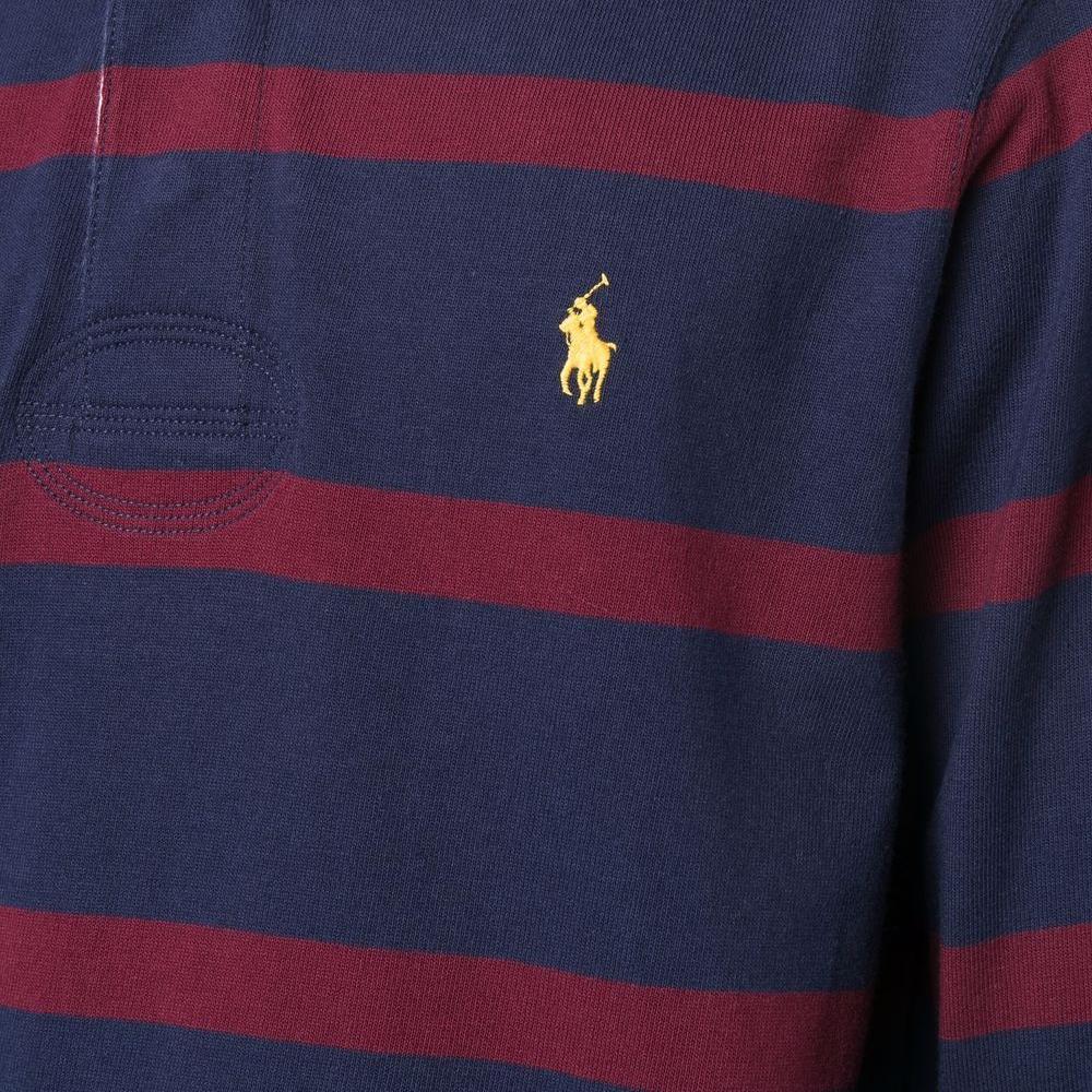 Polo Ralph Lauren Logo Embroidered Striped Long Sleeve Polo Shirt Men Tops Deep-Purple 710852747-001