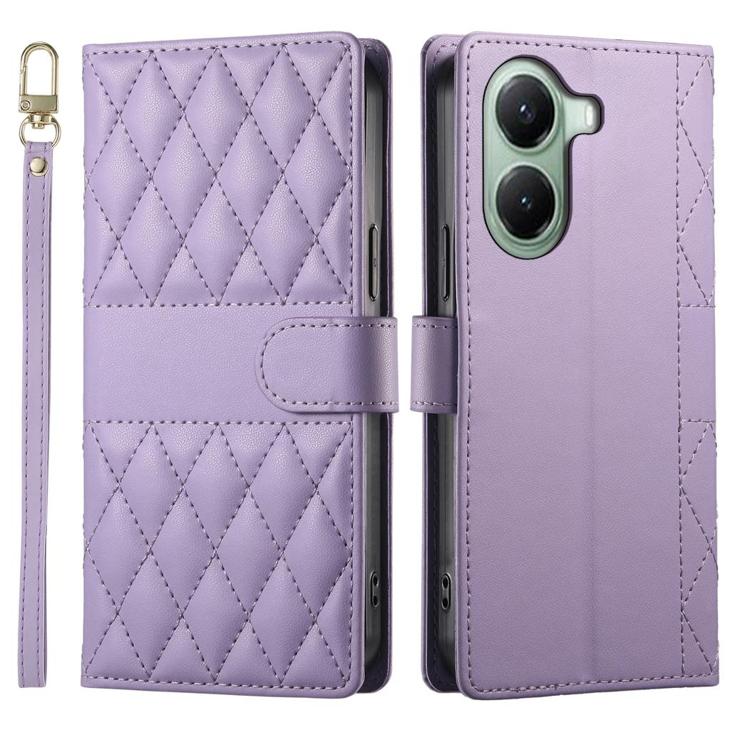 Crossbody Cards Solt Leather Wallet Case For Xiaomi POCO X7Pro X7 Pro X6 F7 F6 5G Grid Long Lanyard Book Flip Kickstand Cover