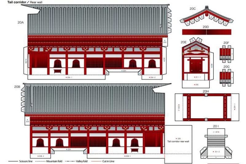 3D Assembly Model Paper Craft World Historical Buildings Temple Phoenix (Byodoin Hall)