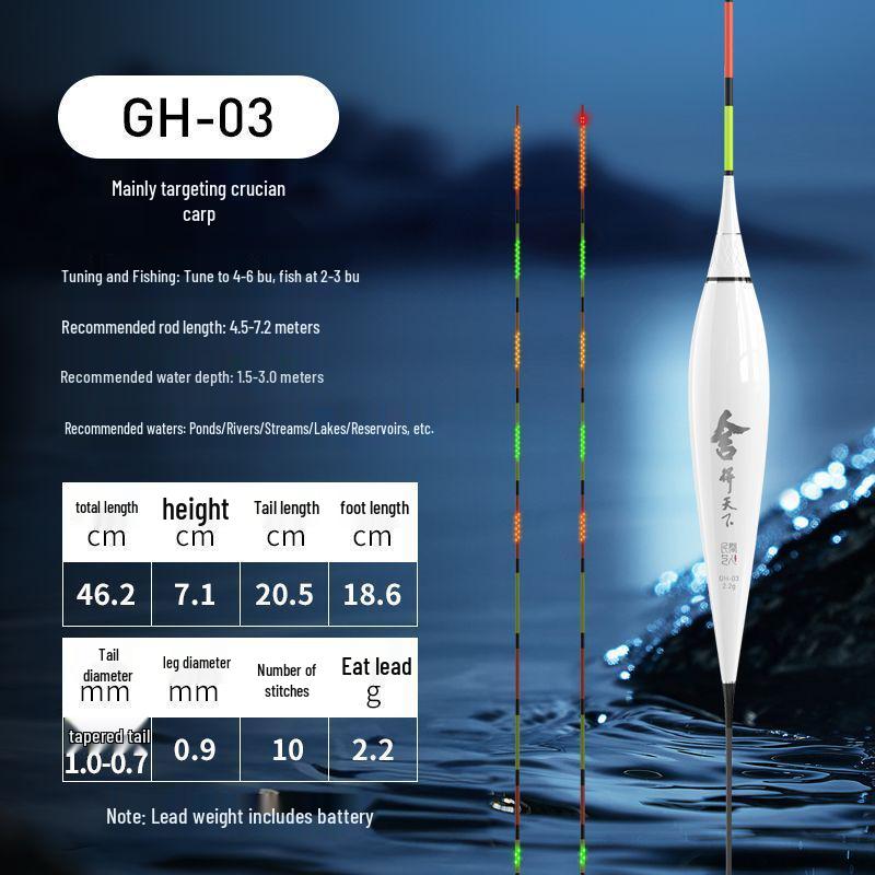 Yidianhong Color-Changing Luminous Float: High Sensitivity Crucian Carp Day/Night Use